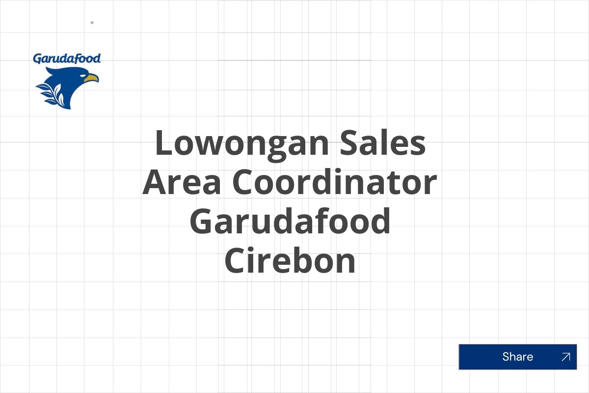 Lowongan Sales Area Coordinator Garudafood Cirebon